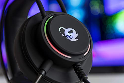 DeepLighting - Caschi per PC da gioco con microfono omnidirezionale e illuminazione LED, controllo volume, compatibile con PC, PS4 e Xbox One (adattatore incluso), regolabile - Cuffia gaming - Immagine 5