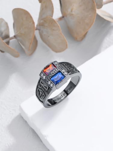 Class Rings for Men high school College, 925 Sterling Silver/10K/14K/18K Graduation Rings, Birthstone Fully Personalized Class of 2025 Ring, Graduation Jewelry Gifts Customizable Size 5-154