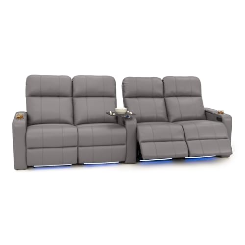 Image of Seatcraft Monterey Home Theater Seating Gray Row of 4 Dual Loveseats