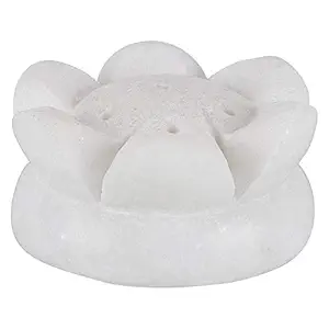 Stona Polished White Marble Agarbatti Stand- Lotus Shaped - Set of 2