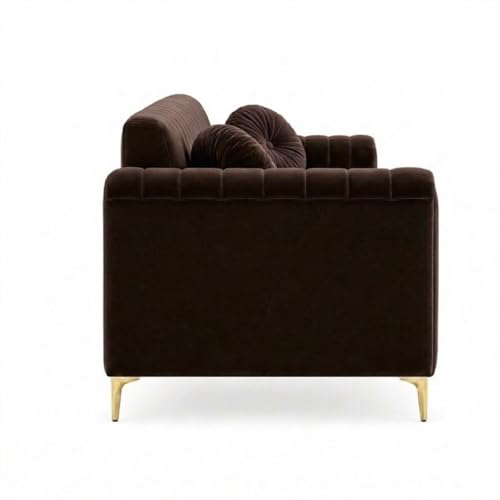 Image of FURNY Dorino 2 Seater Fabric Sofa Set (Dark Brown) Premium Velvet Finish Durable & Comfortable Ideal for Living Room