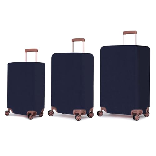 Image of Plain Polyester Suitcase Cover Stretchable Trolley Bag Protective Cover Dust and Scratch Resistant Luggage Cover for Travel (Plain-Navy Blue-M)