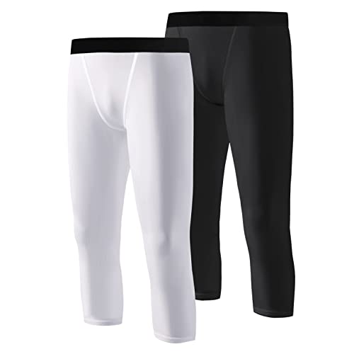 WISREMT Leggings de compresión Juvenil para niños 3/4 Medias Base Layer Sport Running Capris Pantalones para niños para Entrenamiento