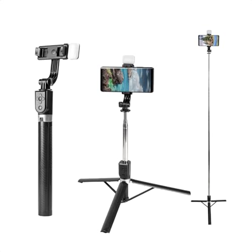 Bastão Pau de Selfie e Tripé de Mesa com Luz de Led para Celular Ajustável 360º Extensão Máxima de 1