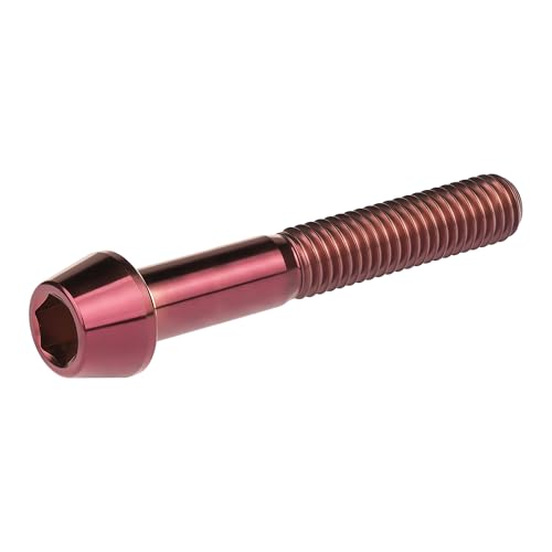 Image of Titanium Ti Bolt M5x9 16 18 20 25 30 35 40 45 50 55 60mm Tapered Head Screws Pack of 4 (M5x45mm, Burgundy)