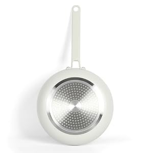 Martha Stewart Emmeline Premium Nonstick PFA Free Ceramic Interior 12 Piece Heavy Gauge Enamel Aluminum Pots and Pans Cookware Set Linen White