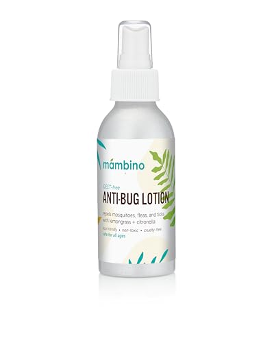 Mambino Organics Anti-Bug Lotion, DEET-Free, Organic Bug Repellent with Essential Oils, Nourishing Travel-Size Lotion for Babies, Kids, Adults, Safe for Camping, Outdoors &amp; Sensitive Skin, 4oz