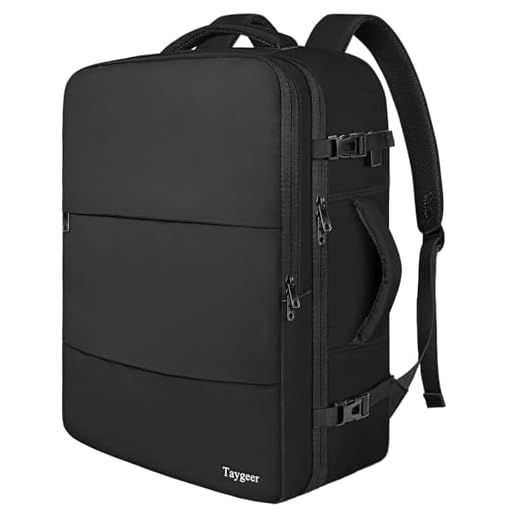 Taygeer Handgepäck Rucksack 55x40x20, Reiserucksack Handgepäck Flugzeug Herren, 44L Groß Laptop Rucksack 18.4 Zoll, Travel Backpack Wasserabweisend Damen für Lufthansa Ryanair, Schwarz