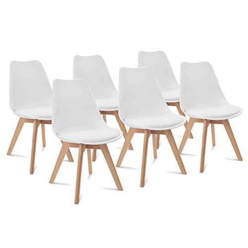 IDMarket - Lot de 6 chaises SARA Blanches pour Salle à Manger