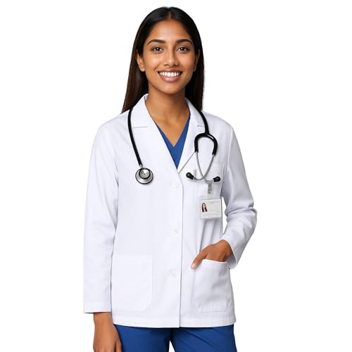 Image of uniformer Full Sleeves Lab Coat for Women | Professional Lab Coat | Durable & Comfortable | Lightweight & Breathable Fabric | Anti-Wrinkle |Ideal for Medical, Science & Laboratory Use
