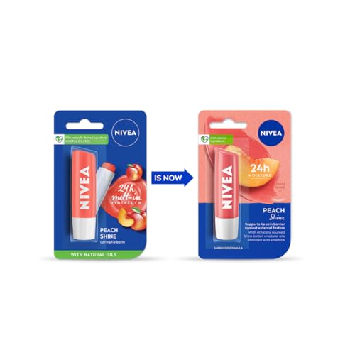 Image of NIVEA Lip Balm, Fruity Peach Shine,4.8 g (Pack of 1)