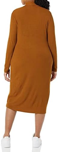 Amazon Essentials Women's Fine Rib Long-Sleeve Turtleneck Midi Dress (Previously Daily Ritual)