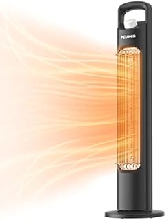 Pelonis Fast Heating Infrared Radiant Quartz Tower Space Heater for indoor use in Home Office - Bedroom - Dorm with Safety Tip-over Switch & Overheat Protection, Black, PTH21S4BRB