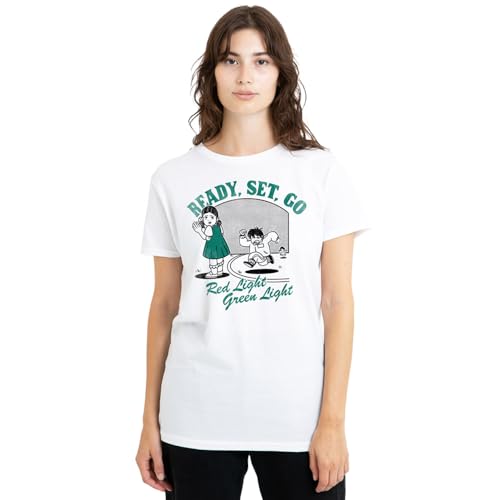 Image of Squid Game Red Light Green Light Fakeaway Ladies T Shirt, White, Large