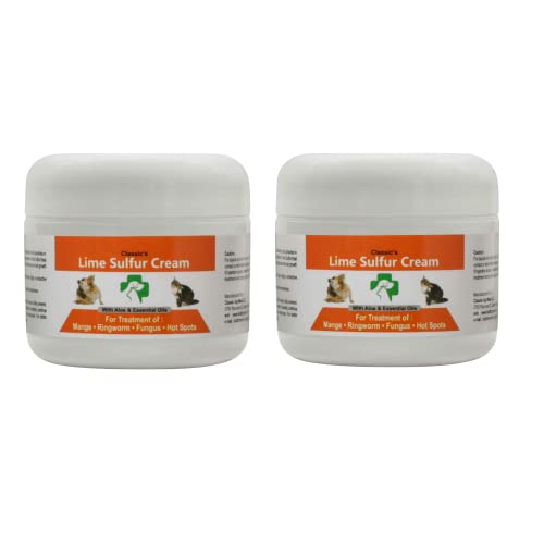 Classic's Lime Sulfur Pet Skin Ointment (2 oz x 2 Jars) - Pet Care for Itchy and Dry Skin - Safe Cream Ointment for Dog, Cat, Puppy, Kitten, Horse (2 oz x 2) (2 oz x 2)