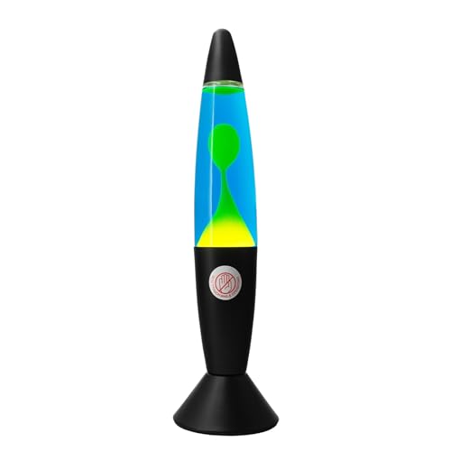 zhrisezlava 14IN Magma Motion Lamp, Blue Liquid with Green Wax Liquid Motion Lamp for Adults, Night Light Home Decor for Bedroom Decor Adults Girls Boys Gifts Offices Camps, Black
