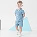 Renotemy 2T 3T Summer Outfits Cotton Linen Short Sleeve Shirt Toddler Clothes for Boys Blue