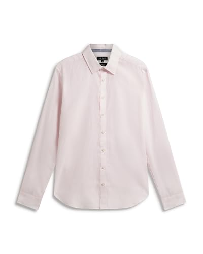 Ted Baker Men's Prynn Long Sleeve Linen Blend Button Down Shirt, Light Pink, 4/L