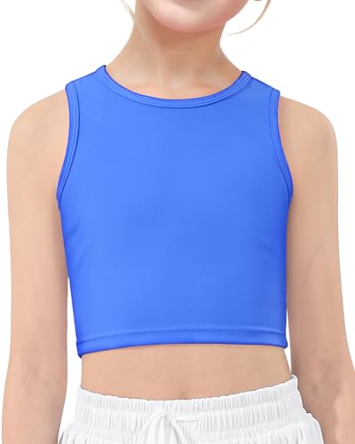 Image of HASMES Girls Athletic Tank Tops Sleeveless Basic Dance Crop Tops for Kids