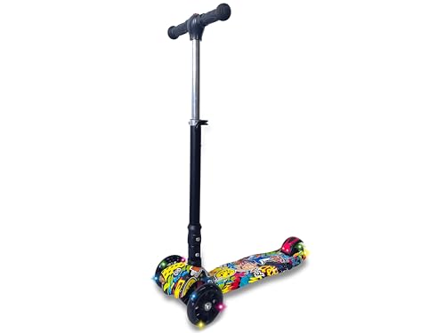 Teorema Giocattoli, Patinete Infantil de 3 Ruedas con Luces LED, Plegable y Ajustable, Patinete para niños y niñas de 3 años en adelante, Carga de 50 kg, Manillar Antideslizante