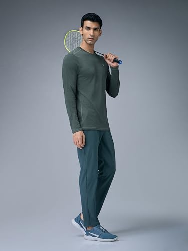 Image of TECHNOSPORT Men's Slim Fit Full Sleeve Round Neck T-Shirt, Double Cool Quick Dry Moisture Wicking Stretchable Sports Gym and Casual Wear