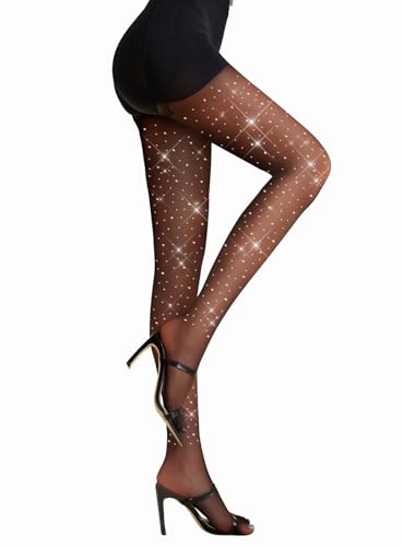 Image of FANCAME Women's Sparkle Stockings, Sheer Tights Party Rhinestone Pantyhose