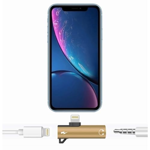 Image of 3.5mm Adapter Lighting to Headphone Charge 2 in 1 Adapter (Gold)