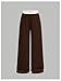 RoseSeek Girl's Wide Leg Sweatpants Elastic Waist Letter Patched Long Baggy Pants Trousers Joggers Trendy Brown 10Y