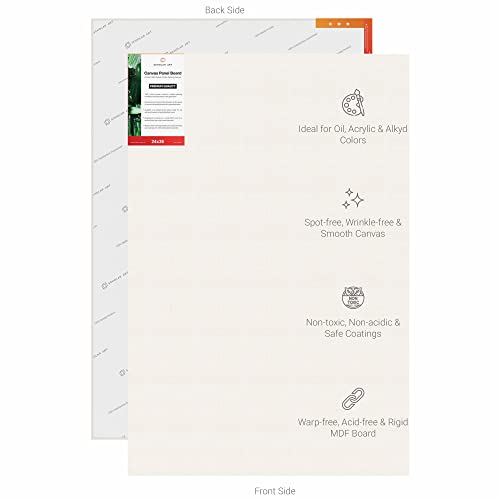 Image of Scholar Art Hobby Series 04 Oz (230 GSM) 100% Cotton Canvas Panel Board for Painting (White Blank Canvas Boards for Acrylic Paint, Oil Paint, Wet & Dry Media) | 24 inchx36 inch (60x90 cm), Pack of 6