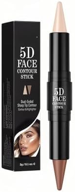 MAEPEOR 2-in-1 Contour Highlighter Stick Non-greasy and Non-drying Contour Pen Long Lasting Waterproof Face Brighten Contouring Makeup Pen (01 Nude & Warm Amber)