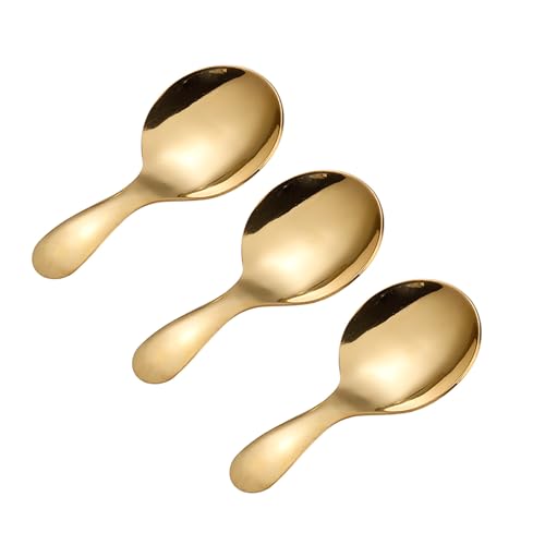 Cuillères en Manches Courtes,3 PCS Mini Pelle à Farine en Acier Inoxydable Cuillère à Cuillère à thé Mélange pour Dessert Thé Glacé Café Thé en Vrac Sucre ou Farine Cuillère à Soupe