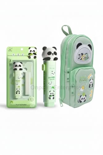 Image of Kawaii Pencil Pouch for Kids with Cute Character Erasers | Double Zip School Pen Pouch | Lightweight, Water-Resistant | Stationery Organizer for Boys & Girls