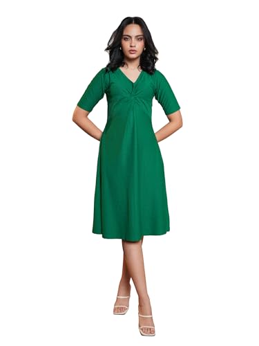 Image of PURVAJA Women's Polyester Blend A-Line Midi Dress