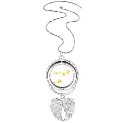 Collier ailes d'ange et chat à empreinte jaune le cadeau idéal pour amoureux des félins