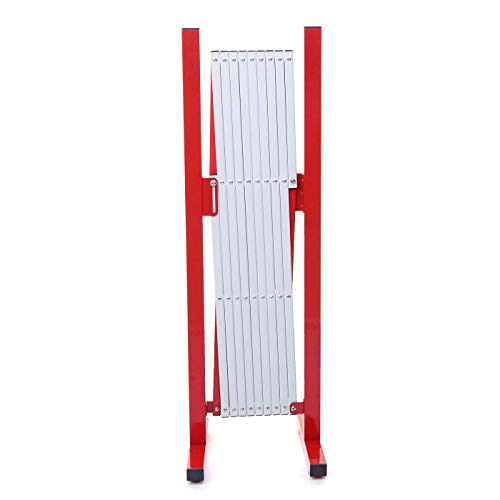Absperrgitter HWC-B34, Scherengitter Zaun Schutzgitter ausziehbar, Alu rot-weiß - Höhe 103cm, Breite 32-265cm