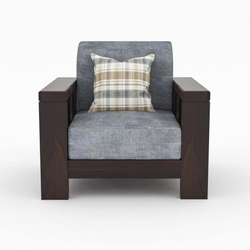 Image of NATRAJ ART & CRAFT Sheesham Wood 5 Seater Sofa Set for Living Room | 3+1+1 Seater Sofa Set | Wooden Sofa Set | (Walnut Finish)
