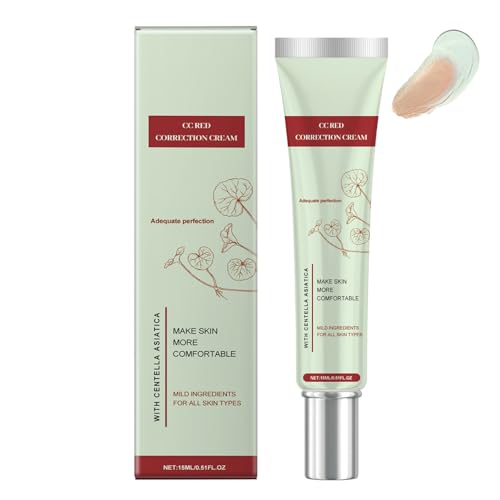CC Cream Red Correct, Color Correcting CC Creme gegen Rötungen mit Centella Asiatica, Wasserfest Make Up Fondation mit Full Coverage, Hydrating Concealer für Natürlich Gleichmäßigen Alle Hauttypen