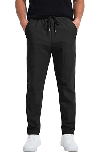 Mens Cargo Pants Comfy Work Casual Pant Relaxed Fit Stretchy Drawstring Pants with Pockets 5