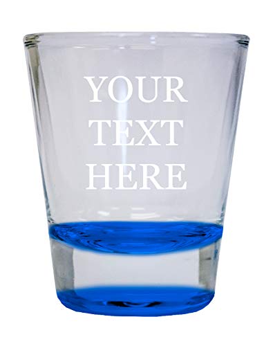 Customizable 2 Ounce Etched Engraved Round Shot Glass Personalized with Custom Text or Message (Blue, 1)