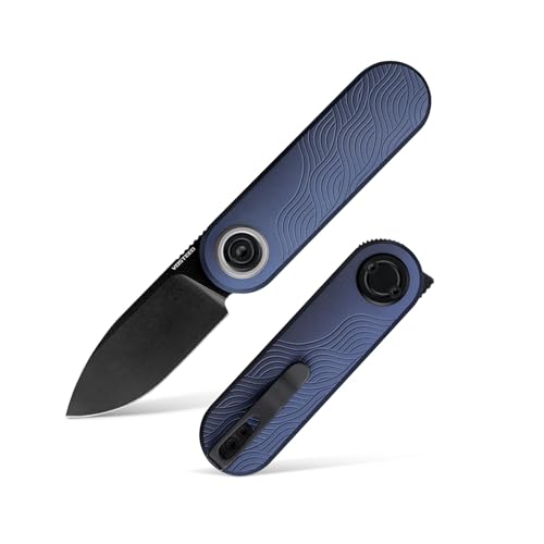Image of Vosteed Corgi V EDC Pocket Knife - 2.36 inch 14C28N Black Stonewash Blade - Patented Vanchor Lock, Dark Slate Blue Aluminum Handle - Camping, Hunting Knives - A3723
