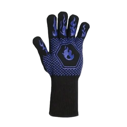 1 par de Guantes Protectores de Alta Temperatura, Resistentes a Altas temperaturas de 800 Grados, Horno microondas de Barbacoa de Silicona para Cocina(Blue)