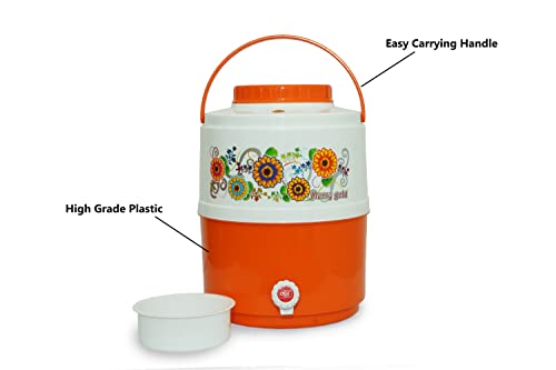 Image of Opil Musafir Insulated Spill Proof Hot and Cold 12 litres Water Storage Jug with Spring Dispenser and Carry Handle, All Season Water Dispenser Color: Orange