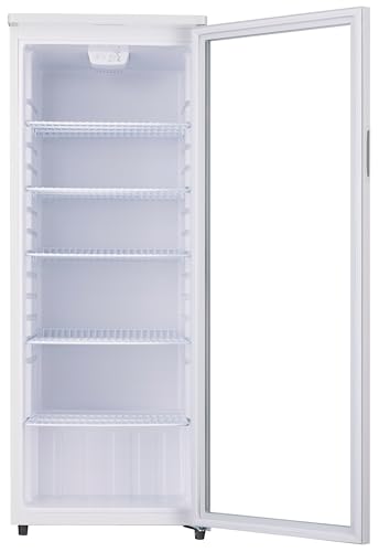 SCHOEPF GKS255S Flaschenkühlschrank | Getränkekühlschrank | Glasfront | Freistehend | 5 Ablagen | Weiß | 143 x 55 cm