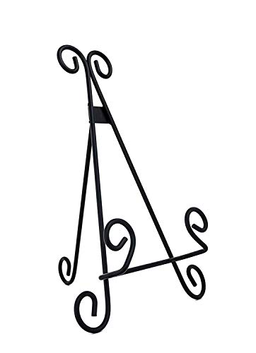 Maypes Heavy Duty Metal Artisan Curved Book Stand, Picture Frame Stand, Plaque Stand, Cook Book Stand, Black