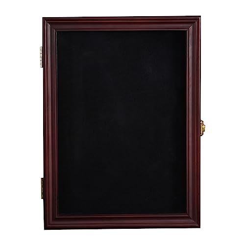 Image of Pin Display Case 11 inchx15 inch Solid Wood Pine Pin Collection Display Shadow Box with UV Protection Acrylic Glass Door for Military Badges, Medals, Pin Enthusiast Collectibles (Walnut)