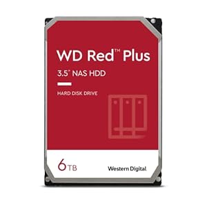 Western Digital 6TB WD Red Plus NAS Internal Hard Drive HDD – 5640 RPM, SATA 6 Gb/s, CMR, 128 MB Cache, 3.5″ -WD60EFZX