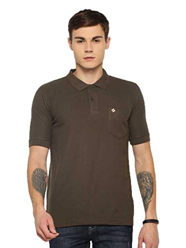Image of Dollar Men's Pack of 1 Solid Cotton Blend Polo Neck T-Shirt