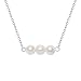 Wunionup White Three Pearl Choker Necklace - Silver Filled Stainless Steel 3 Wedding Pearl Beads Fashion Collar Choker Necklace Minimalist Tiny June Birthstone Handmade Wedding Pearl Choker for Girls