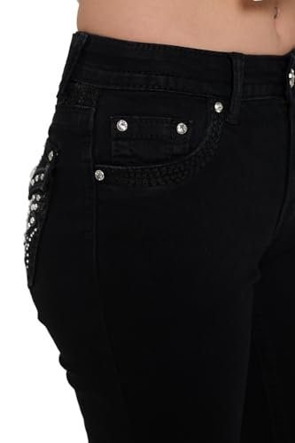 High Waisted-Rise Stretchy Bootcut Jeans - Curvy Women’s Embroidered Feather Flare Denim3