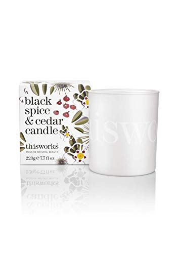 This Works Black Spice and Cedar Candle, 220 g, Luxury Candle Enriched with Essential Oils